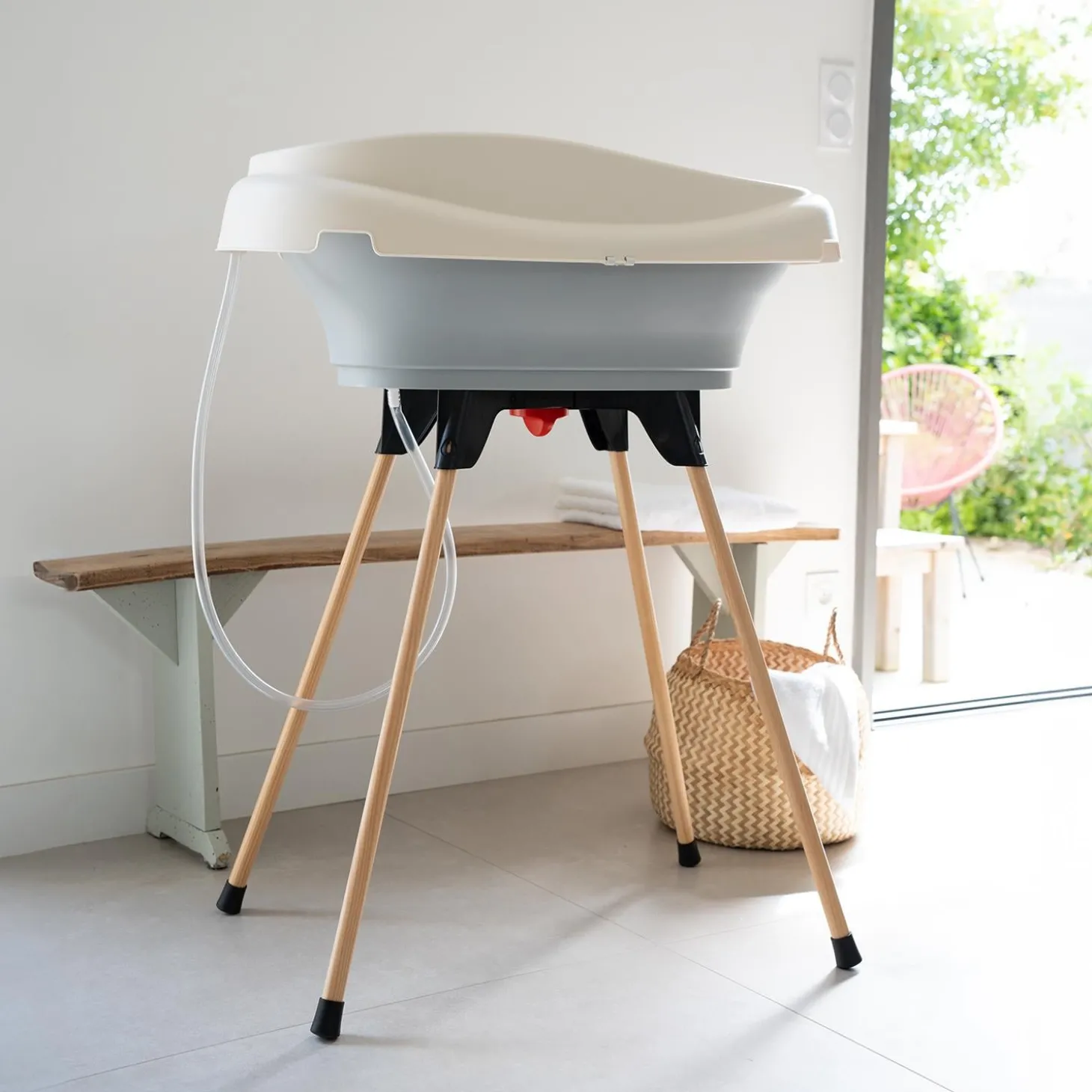 Thermobaby Pack plan à langer et baignoire Vasco Blanc muguet