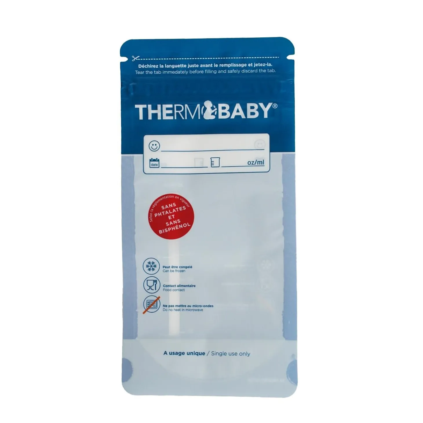 Thermobaby 25 sachets de conservation de lait Bleu 180 ml