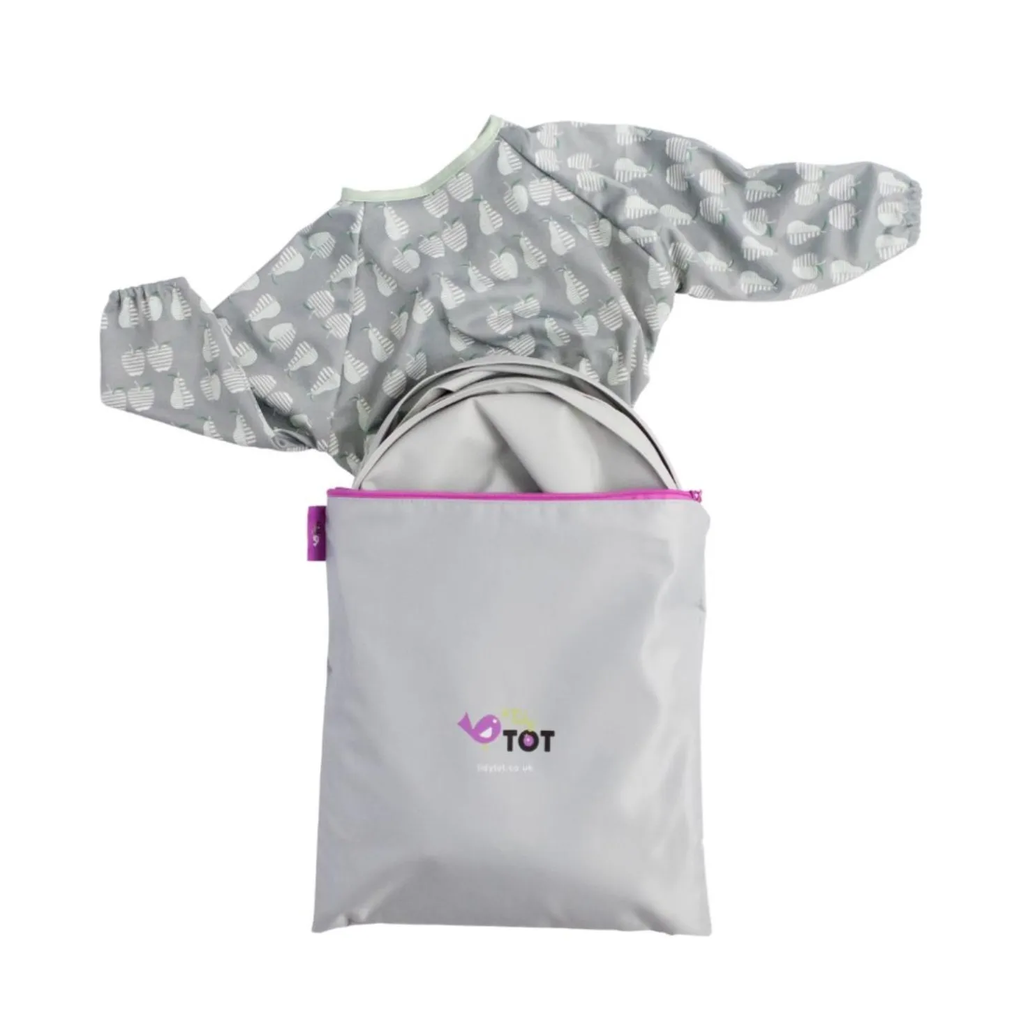 Tidy tot Kit Bavoir et Plateau Gris Perle