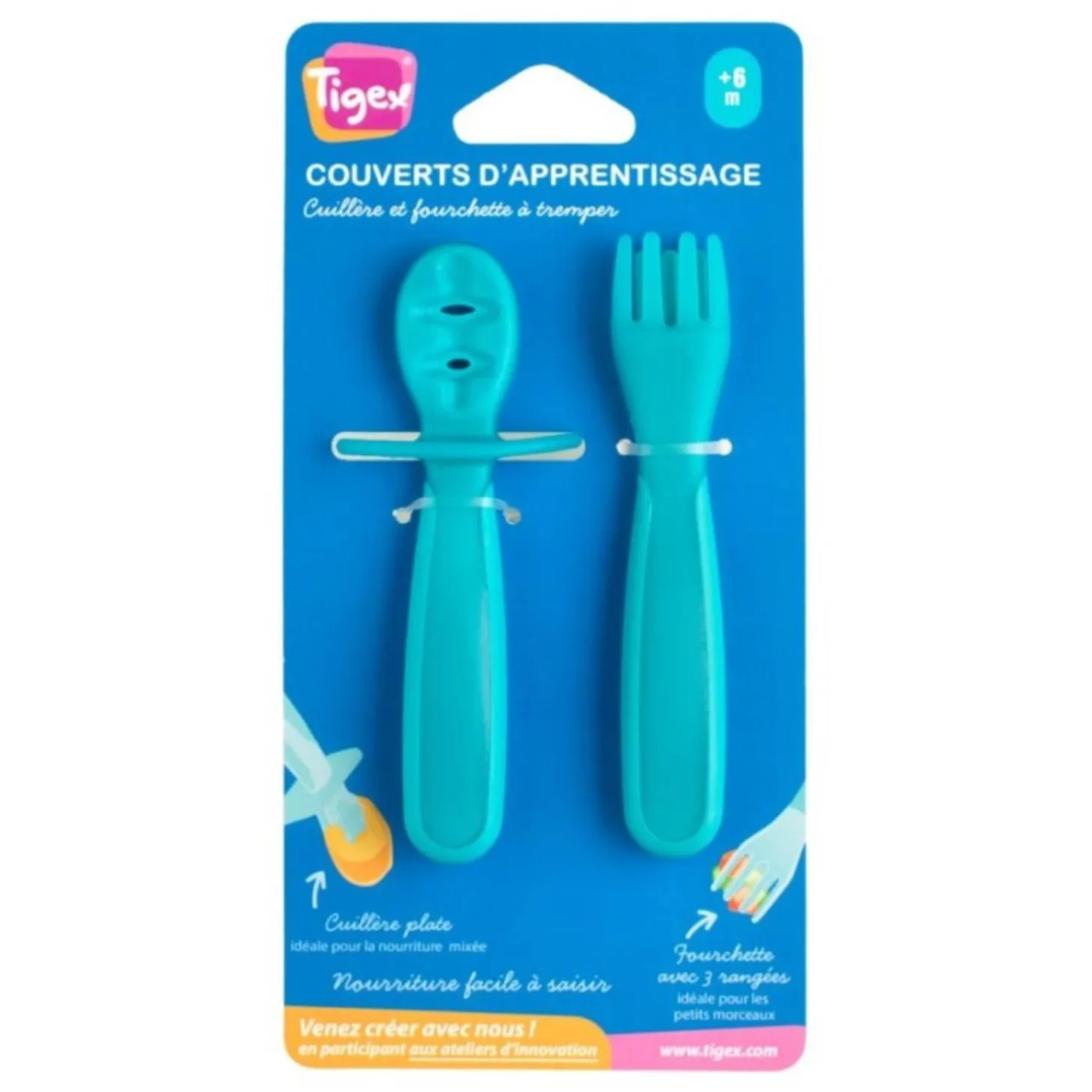 Tigex 2 Couverts d'apprentissage Bleu