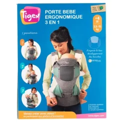 Tigex Porte bébé ergonomique Gris / Vert