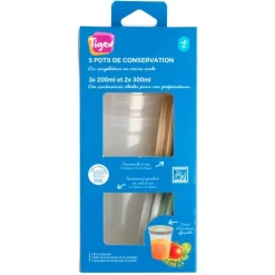 Tigex 5 Pots de Conservation Transparent