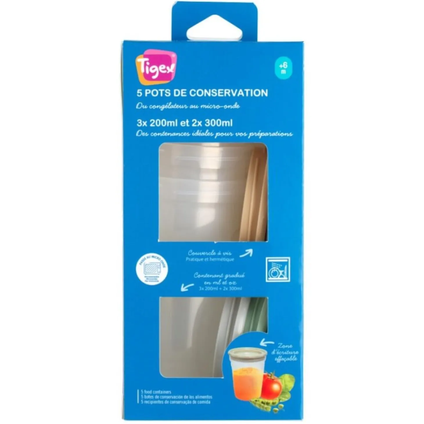 Tigex 5 Pots de Conservation Transparent