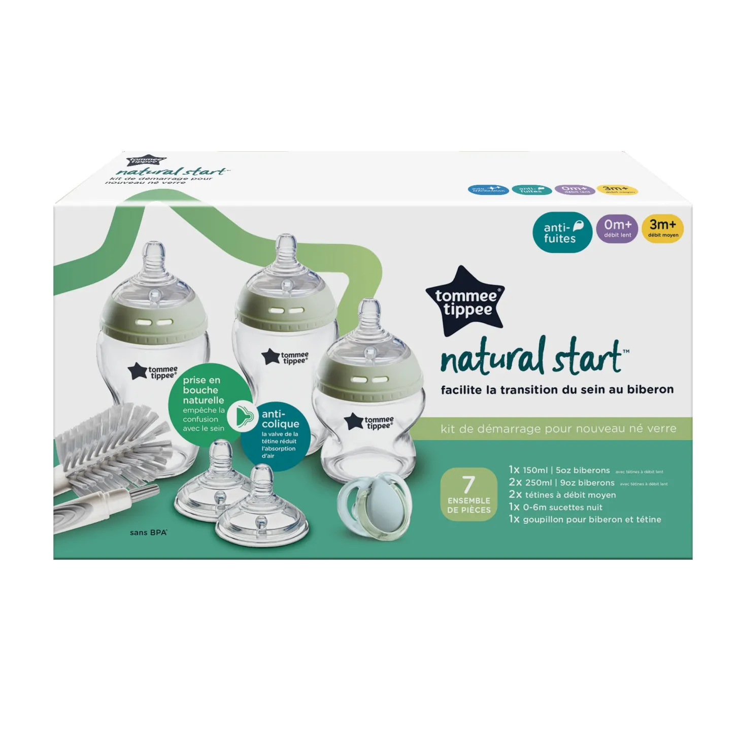 Tommee Tippee Coffret Naissance Verre Natural Start Mixte Transparent Naissance