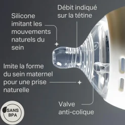 Tommee Tippee Lot de 2 Tétines pour biberon Natural Start Clear Débit Extra-lent