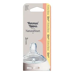 Tommee Tippee Lot de 2 Tétines pour biberon Natural Start Clear Débit Extra-lent