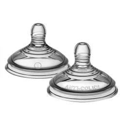 Tommee Tippee Lot de 2 Tétines pour biberon Anti-colique Avancé Clear Débit lent
