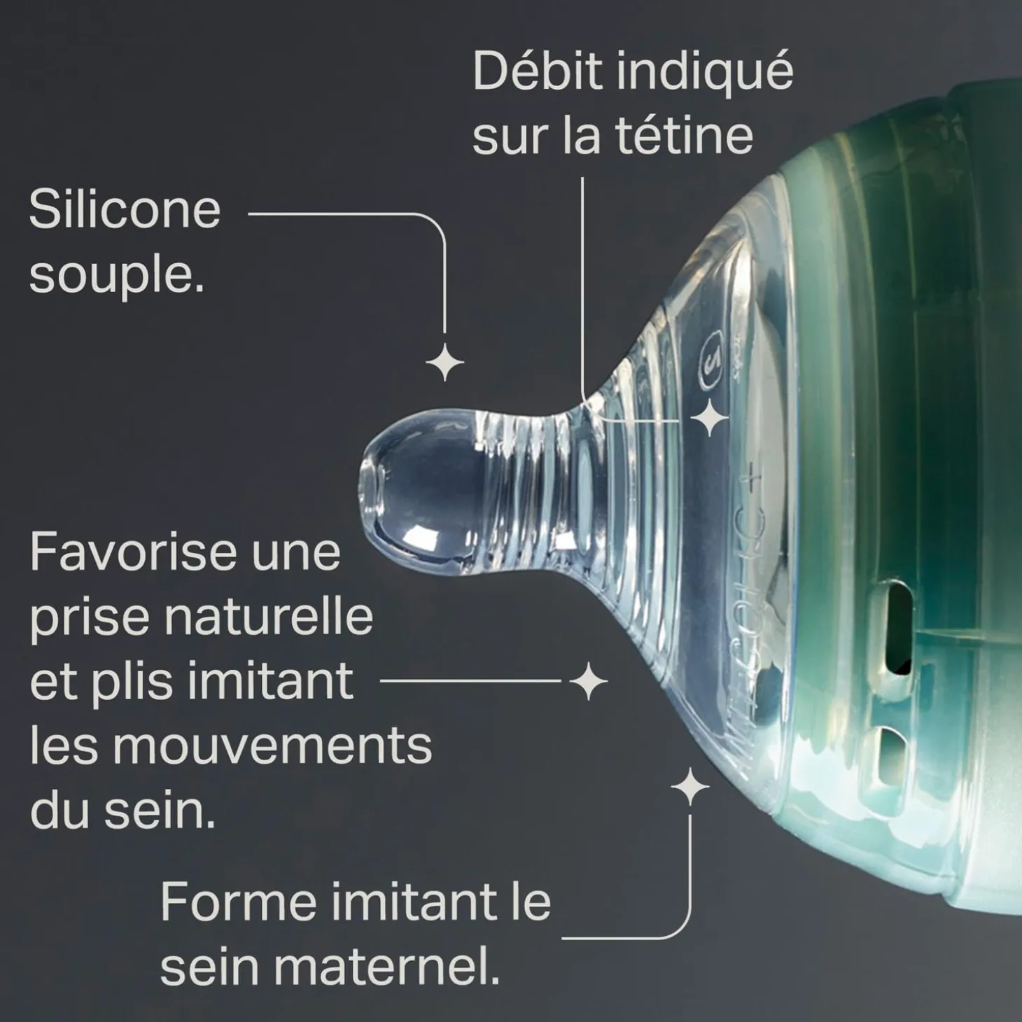 Tommee Tippee Lot de 2 Tétines pour biberon Anti-colique Avancé Clear Débit lent