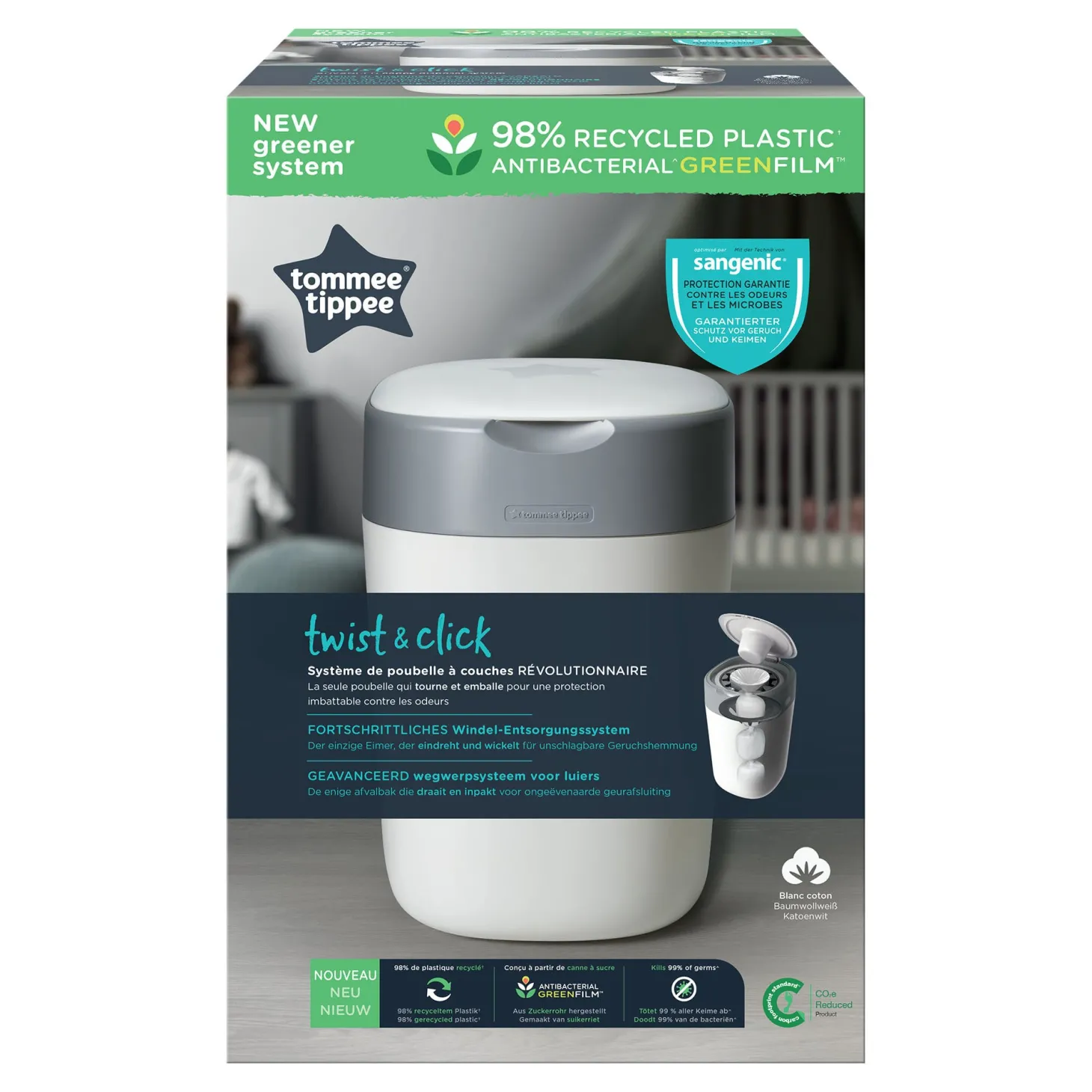 Tommee Tippee Poubelle à couches Twist & Click Blanc