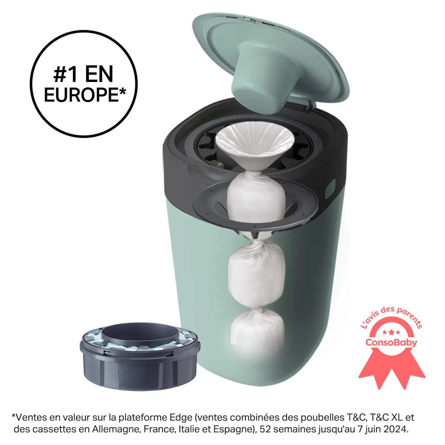 Tommee Tippee Poubelle à couches Twist & Click Vert