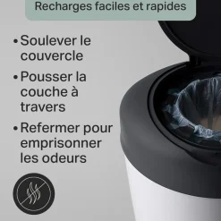 Tommee Tippee Poubelle à couches Starter Pack Simplee + 6 recharges Blanc