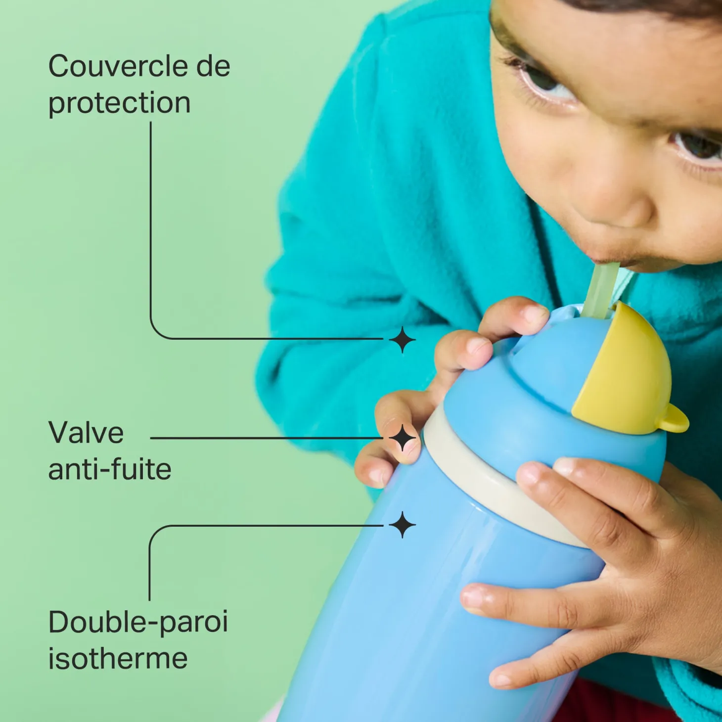 Tommee Tippee Tasse isotherme avec paille active Rose 266 ml