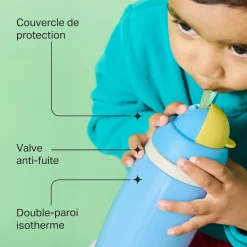 Tommee Tippee Tasse isotherme avec paille active Bleu 266 ml