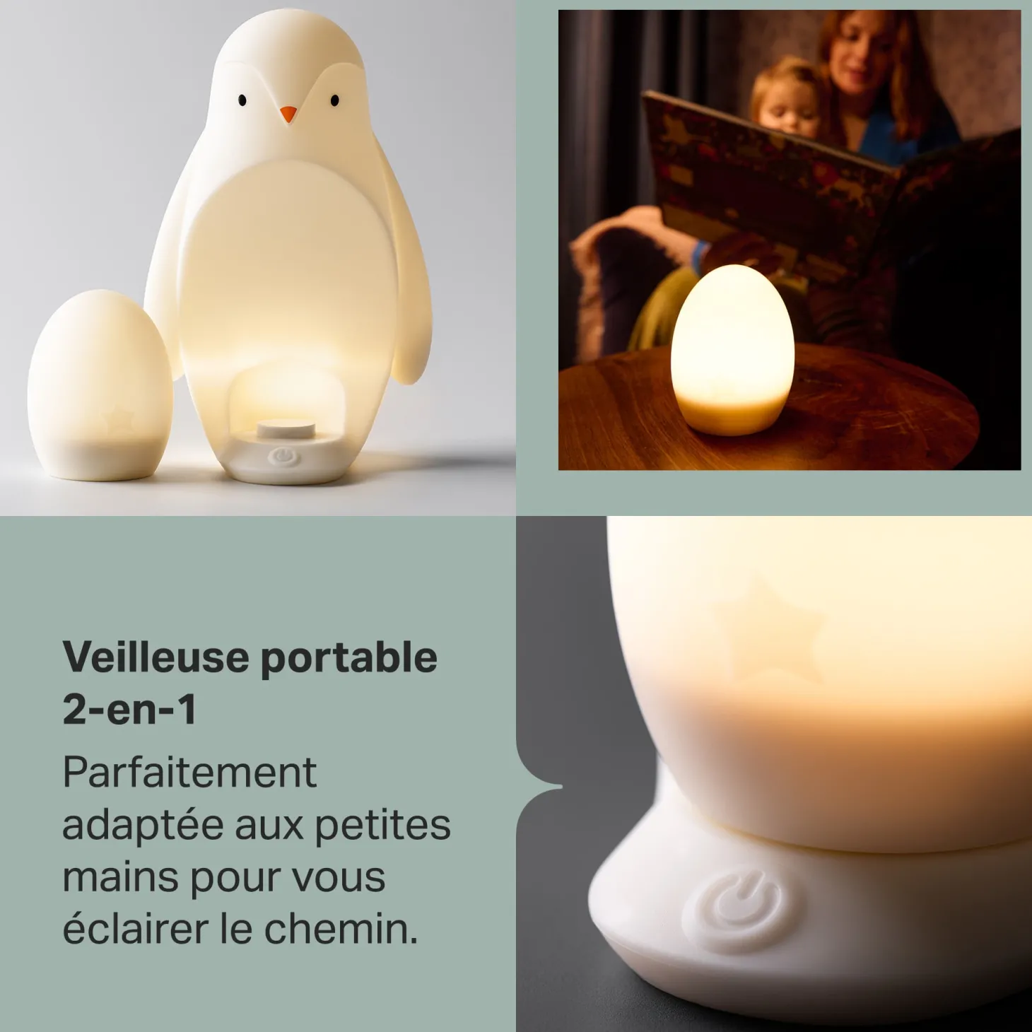 Tommee Tippee Veilleuse nomade Pingouin Grobrite Blanc