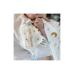 Tom&Mila Attache sucette Taureau Blanc/Bleu