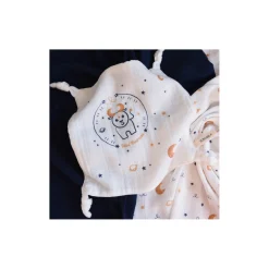 Tom&Mila                    Doudou Plat Astro Taureau    Blanc/Bleu