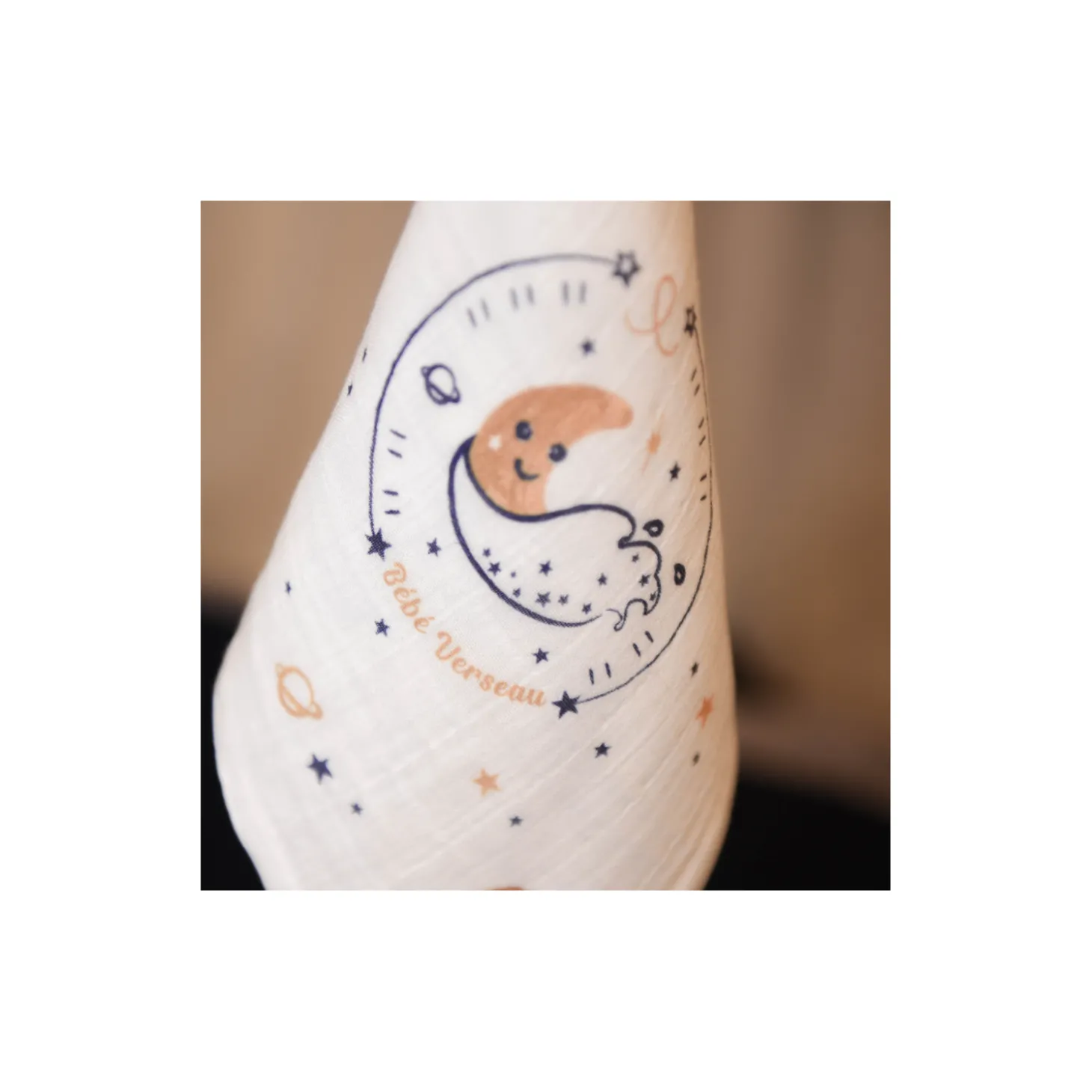 Tom&Mila Doudou Plat Astro Verseau Blanc/Bleu