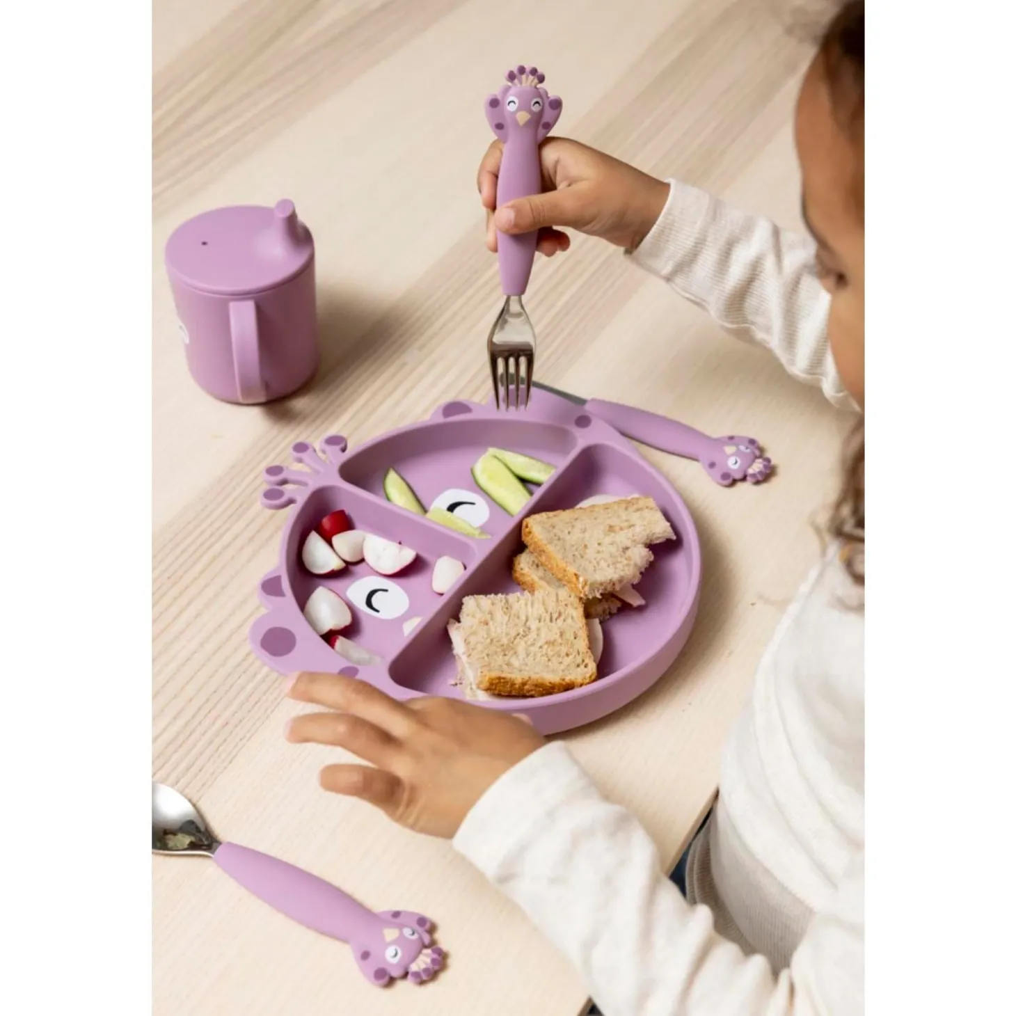 Trixie Assiette avec ventouse en silicone et compartiments Mrs.Peacock