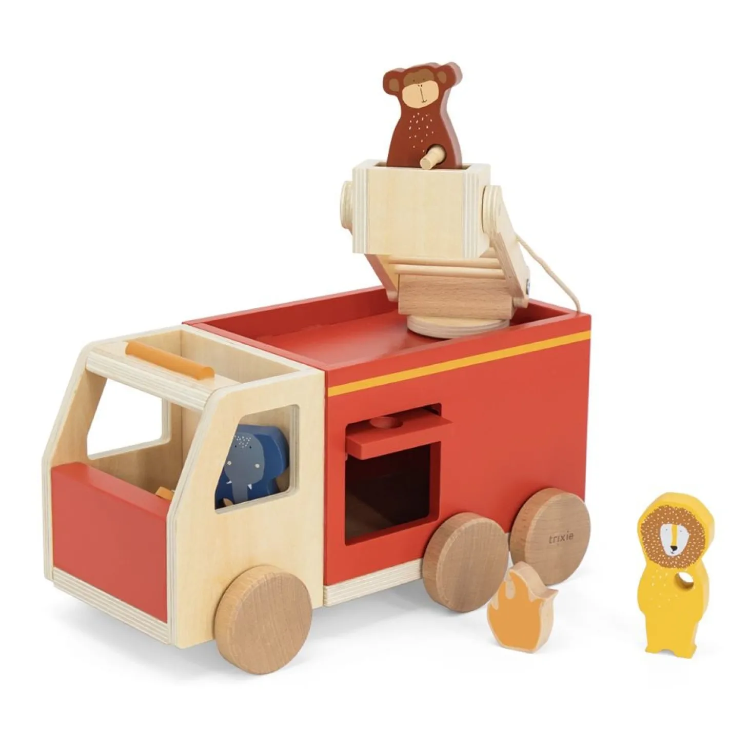 Trixie Camion de pompier en bois All Animals