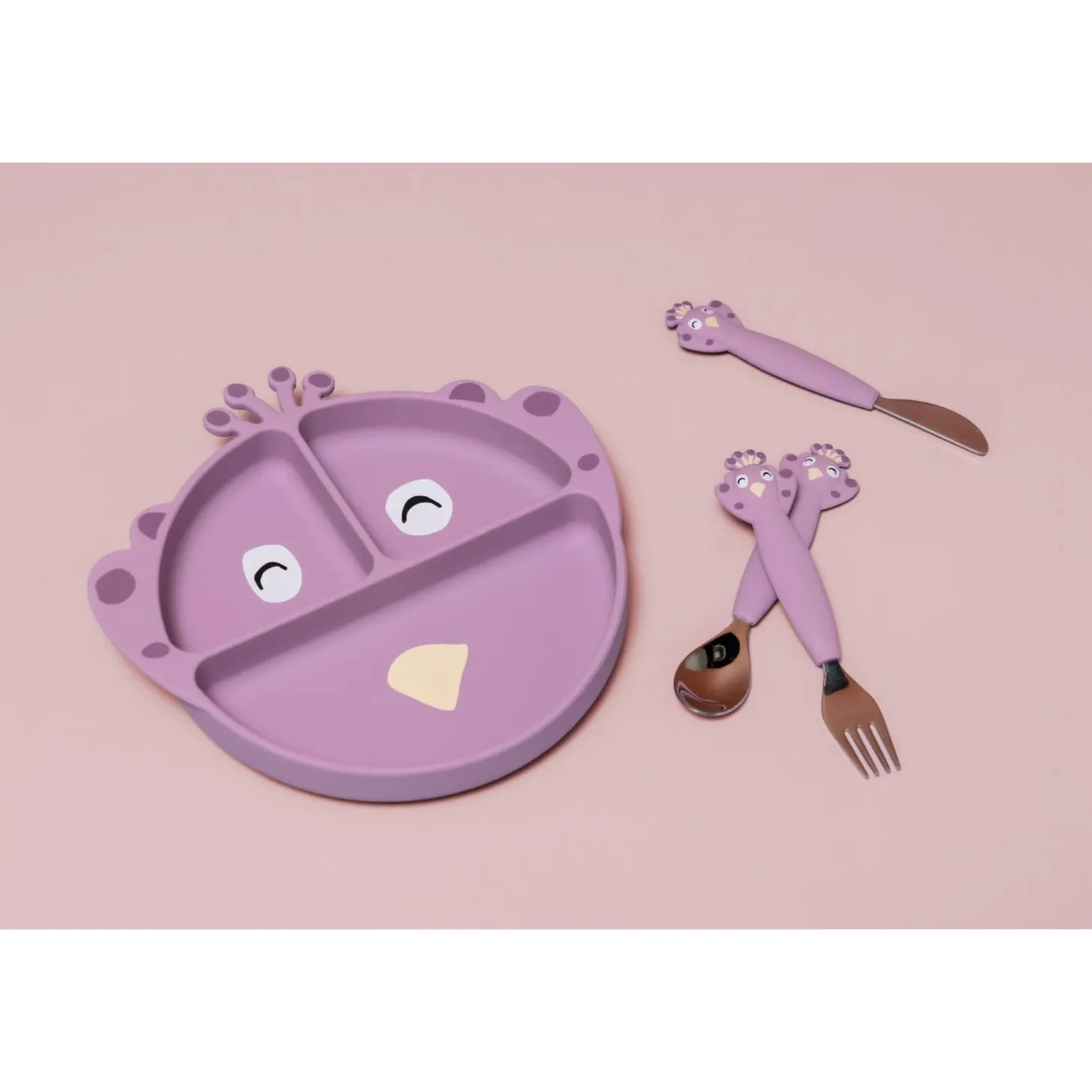 Trixie Couverts 3 pièces en silicone Mrs.Peacock