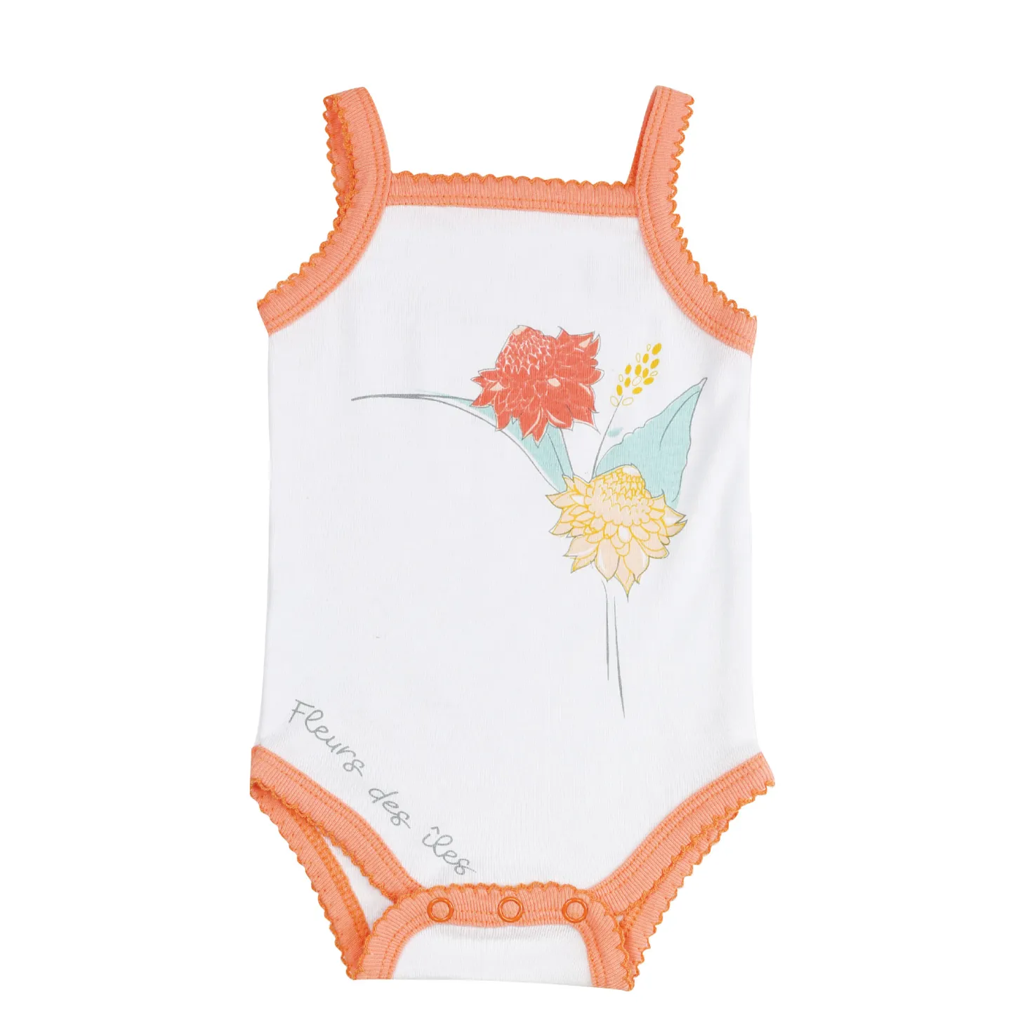 Trois Kilos Sept BODY BRETELLES FLEUR DES ILES Multicolore 1M/3M/6M/12M/18M/23M