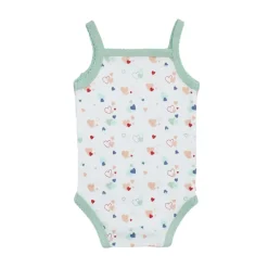 Trois Kilos Sept                    Body à bretelle Cœur    blanc, sauge, rouge, bleu