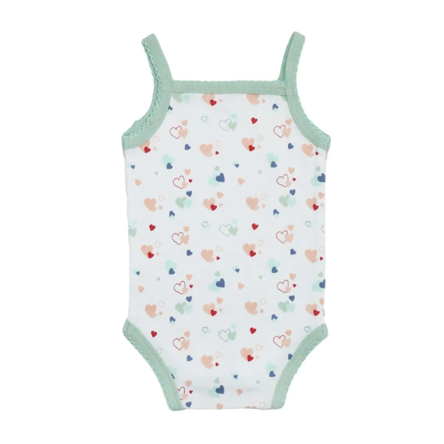 Trois Kilos Sept Body à bretelle Cœur blanc, sauge, rouge, bleu