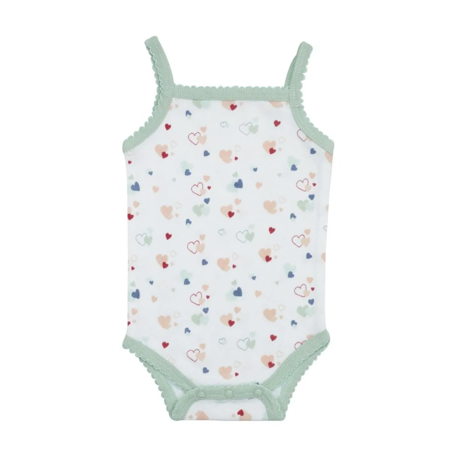 Trois Kilos Sept Body à bretelle Cœur blanc, sauge, rouge, bleu