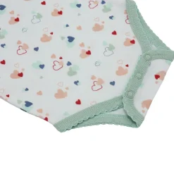 Trois Kilos Sept Body à bretelle Cœur blanc, sauge, rouge, bleu