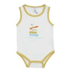 Trois Kilos Sept                    Body sans manche Mouette    blanc/moutarde