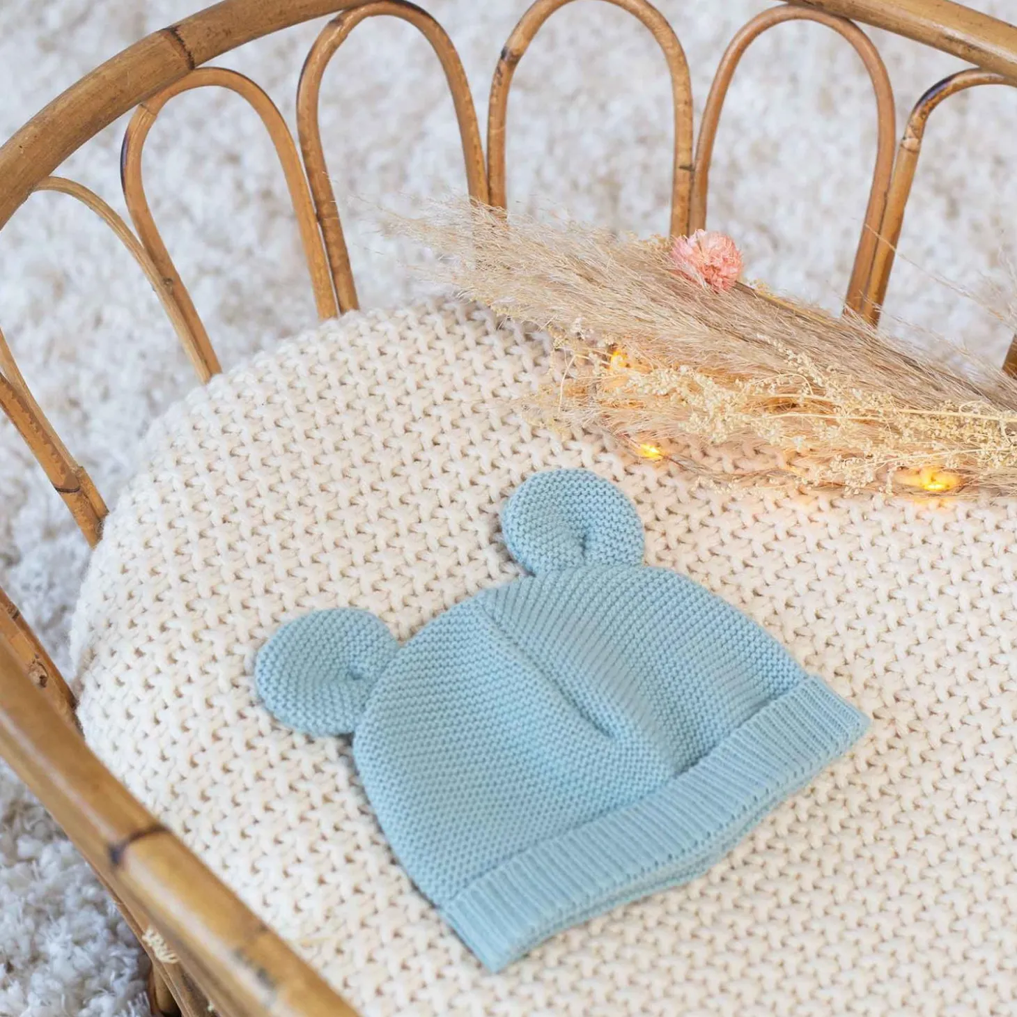 Trois Kilos Sept Bonnet Maille Sauge 0-1 mois