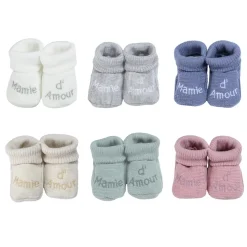 Trois Kilos Sept Chaussons Mamie d'amour Multicolore Naissance