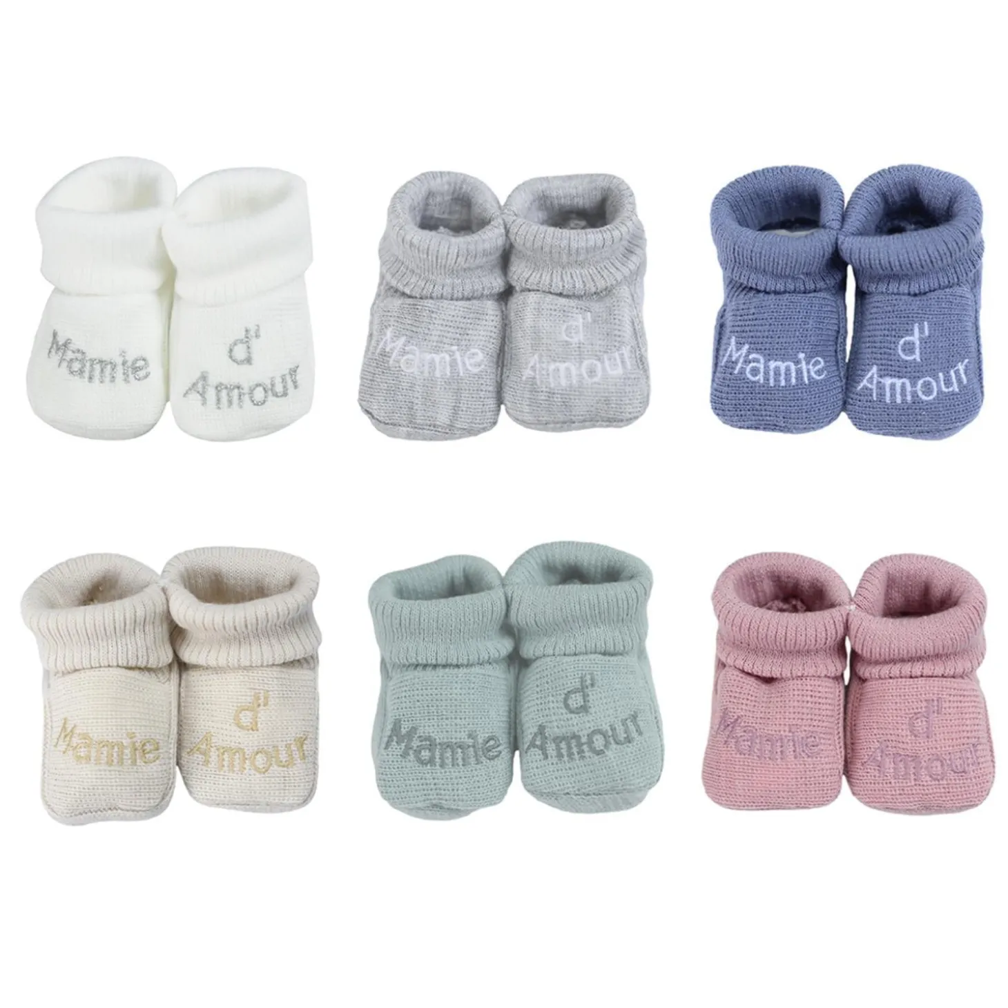 Trois Kilos Sept Chaussons Mamie d'amour Multicolore Naissance