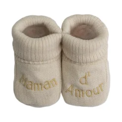Trois Kilos Sept Chaussons Papa Maman d'amour Multicolore Naissance