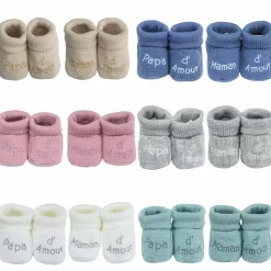 Trois Kilos Sept Chaussons Papa Maman d'amour Multicolore Naissance