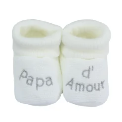 Trois Kilos Sept Chaussons Papa Maman d'amour Multicolore Naissance