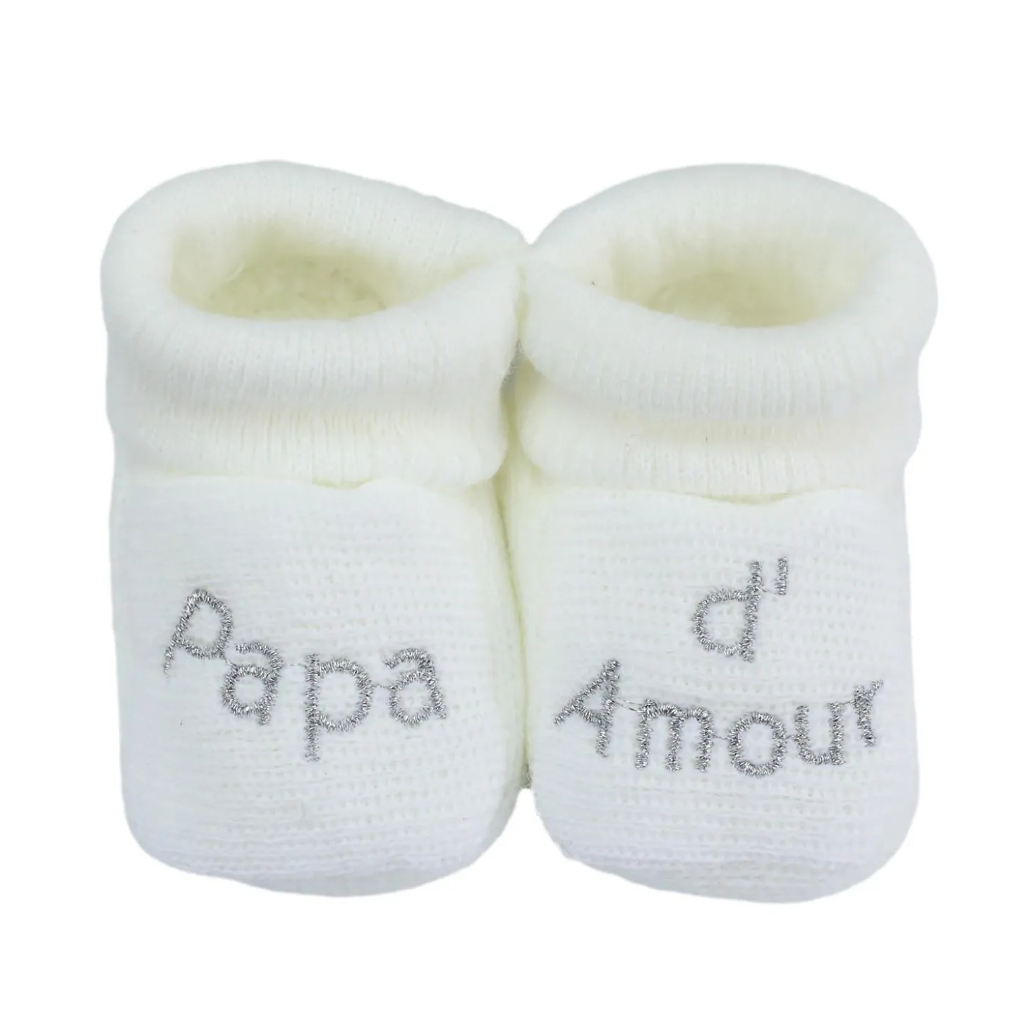 Trois Kilos Sept Chaussons Papa Maman d'amour Multicolore Naissance