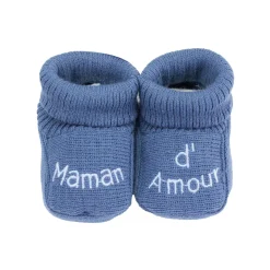 Trois Kilos Sept Chaussons Papa Maman d'amour Multicolore Naissance