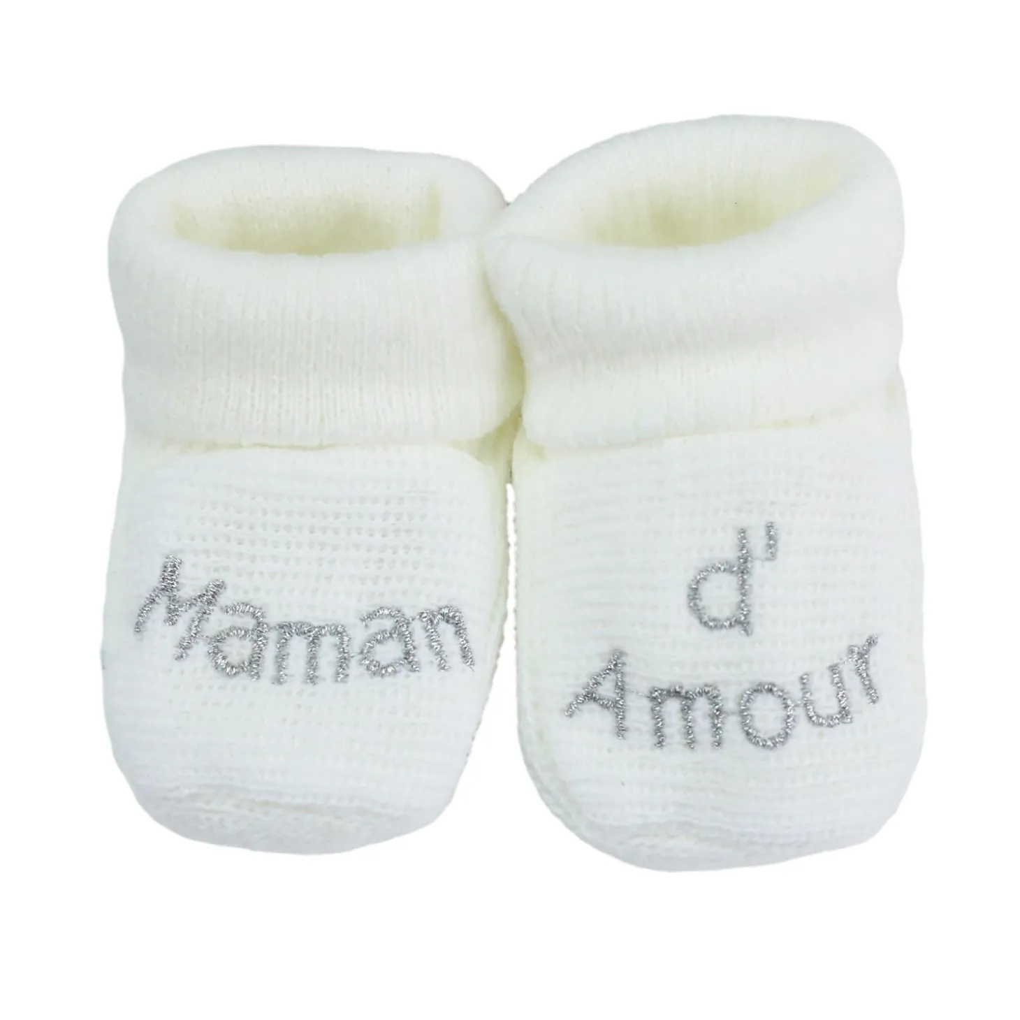 Trois Kilos Sept Chaussons Papa Maman d'amour Multicolore Naissance
