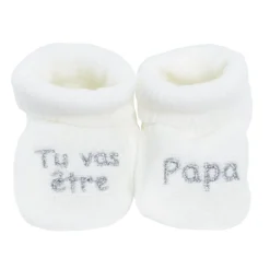 Trois Kilos Sept                    Chaussons tu vas être papa    Blanc            0-1 mois
