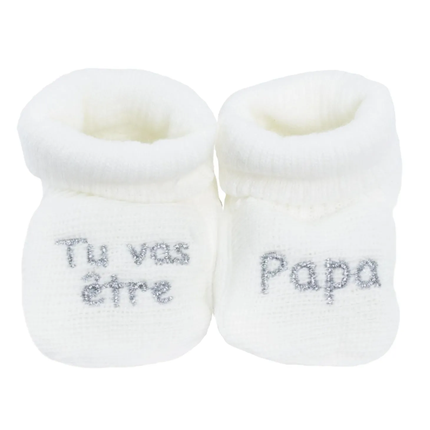 Trois Kilos Sept Chaussons tu vas être papa Blanc 0-1 mois