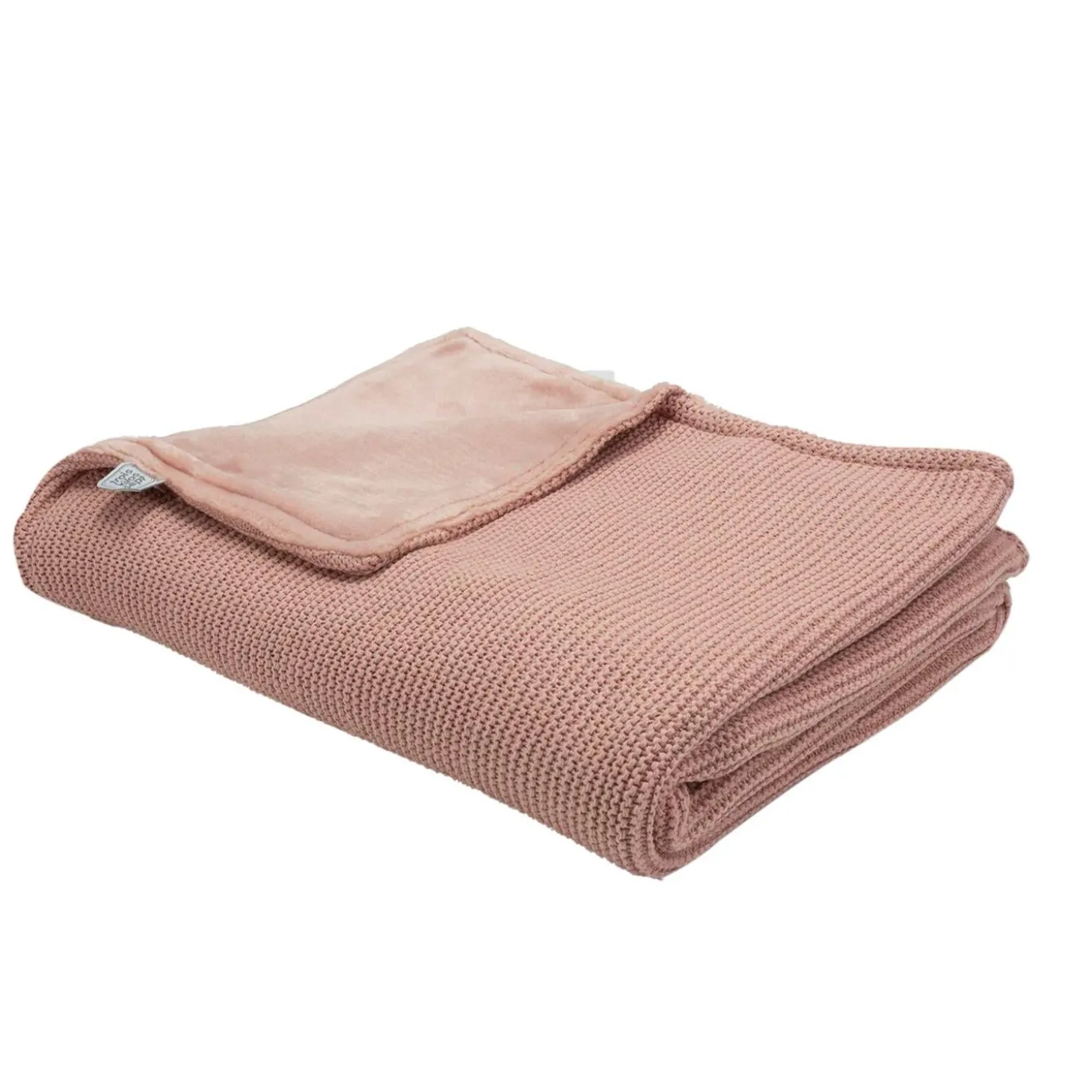 Trois Kilos Sept Couverture tricot flanelle Vieux Rose 75x100 cm