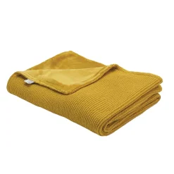 Trois Kilos Sept                    Couverture tricot flanelle    Moutarde            75x100 cm