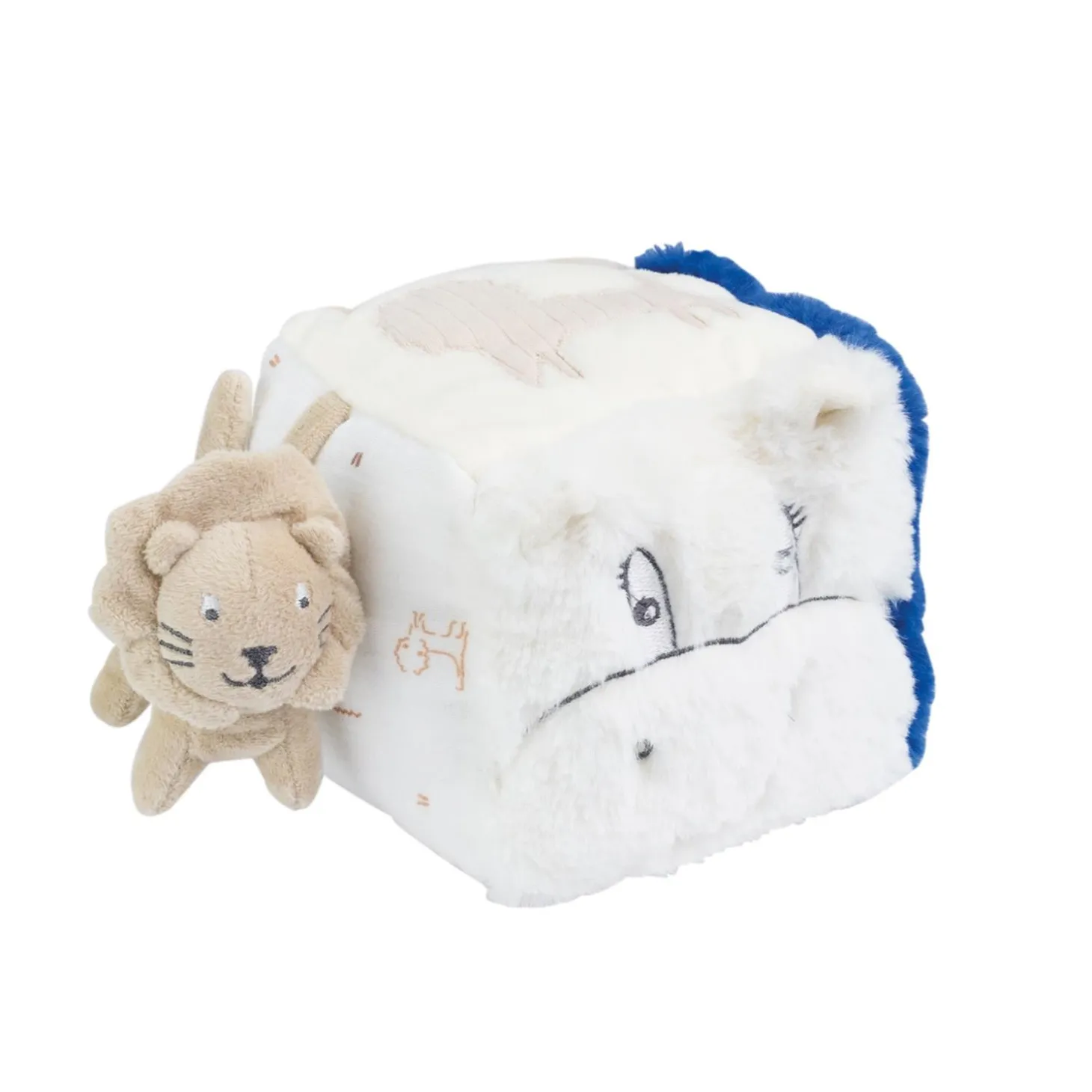 Trois Kilos Sept Cube d'éveil Tam Tam Sable/Caramel/ Bleu Roi