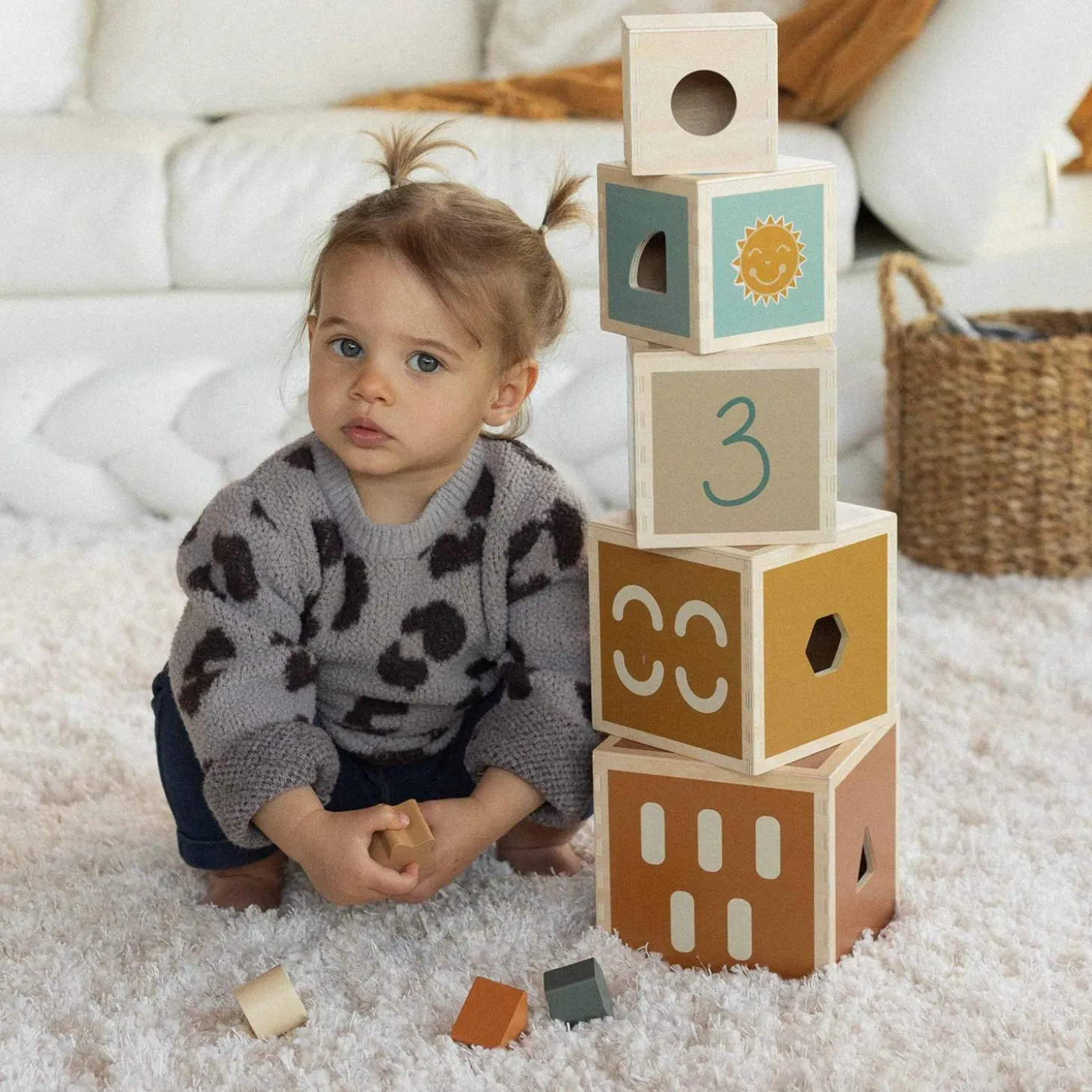 Trois Kilos Sept Cubes Empilables Multicolore