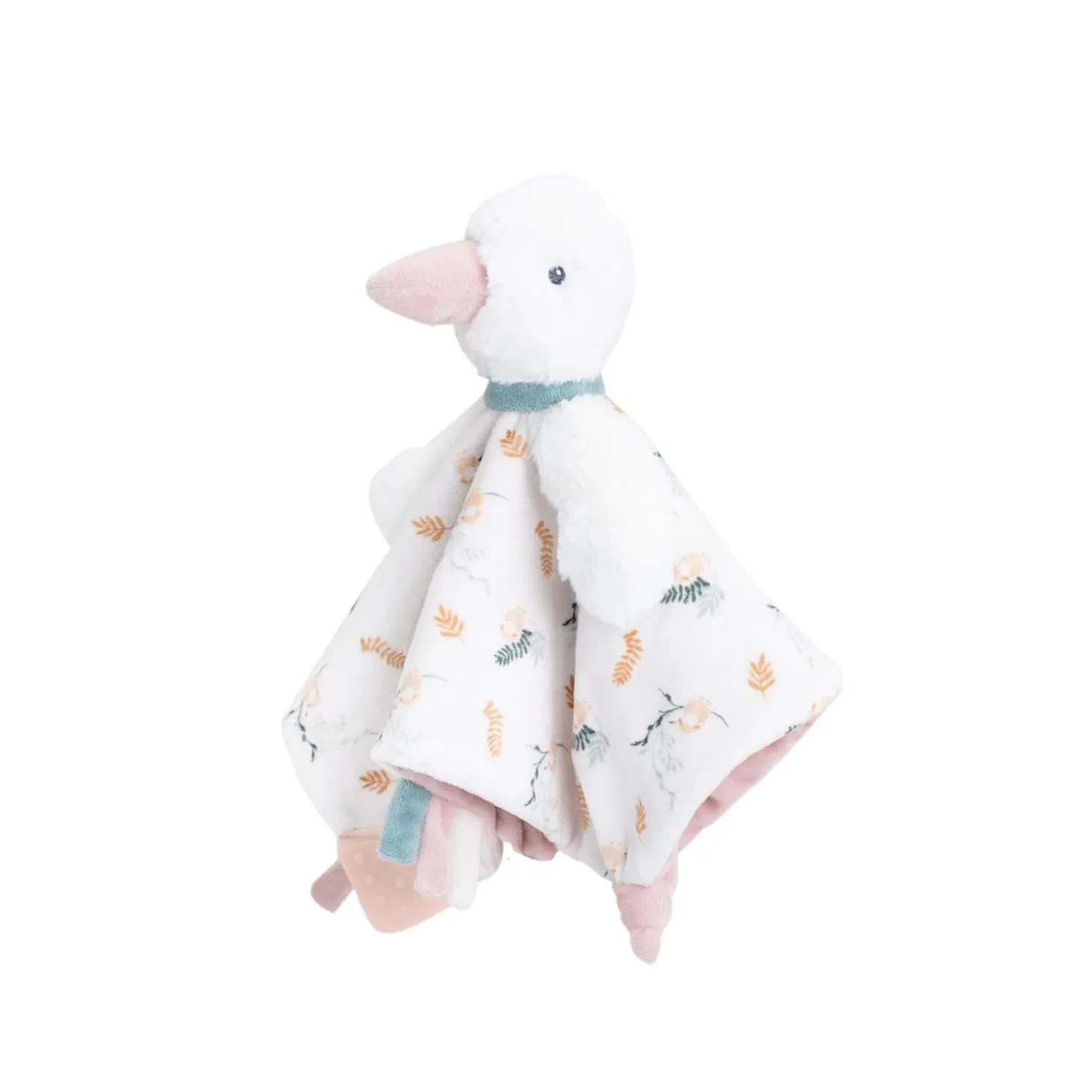 Trois Kilos Sept Doudou plat Mouchoir Oie Vieux Rose/Sauge/Ecru