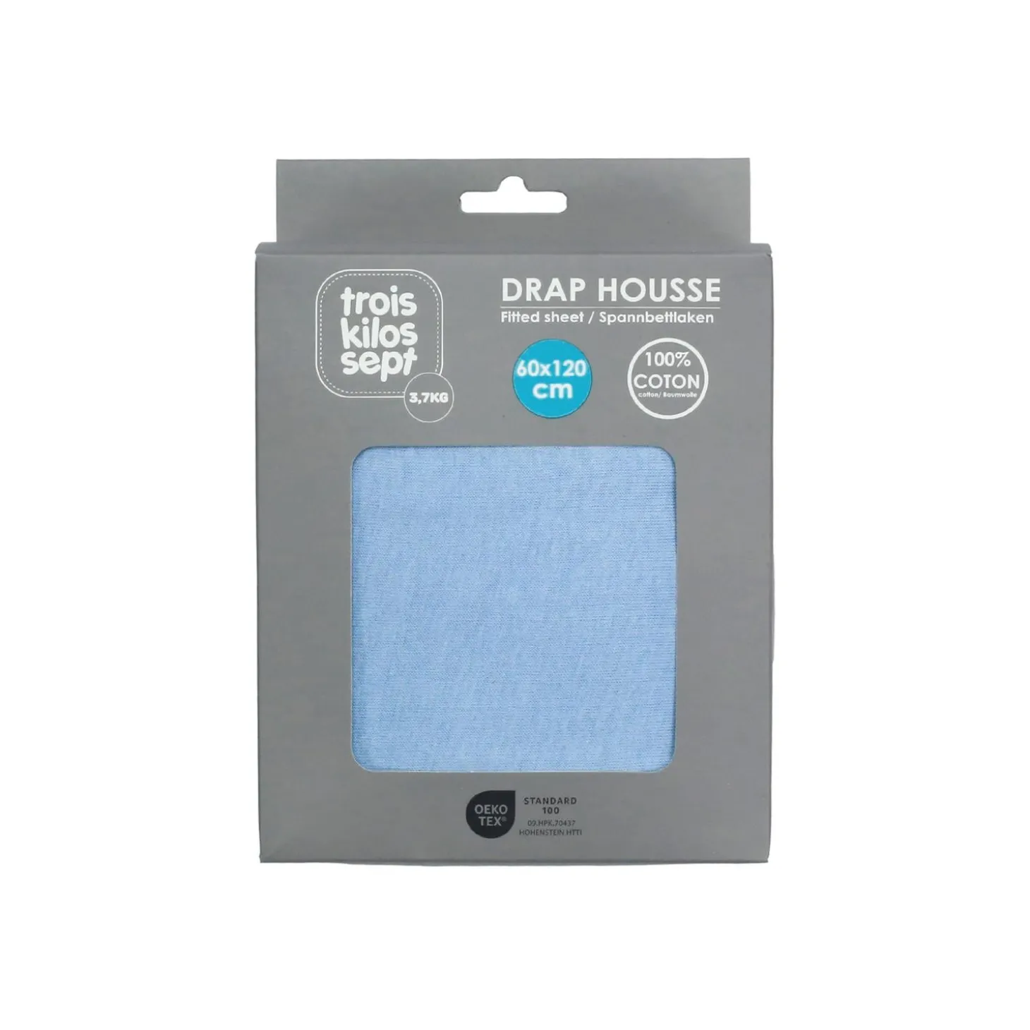 Trois Kilos Sept Drap Housse Bleu ciel