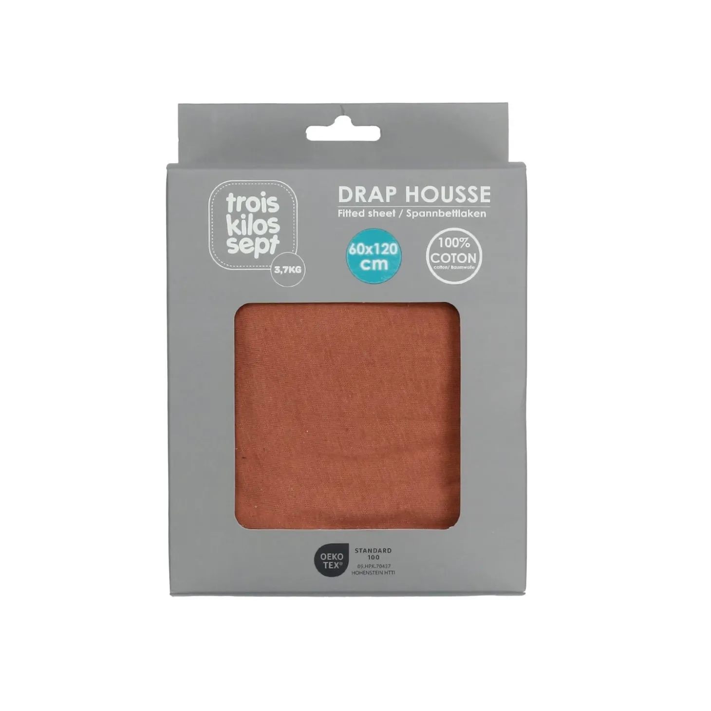 Trois Kilos Sept Drap Housse Terracotta 60x120 cm