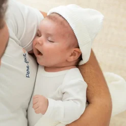 Trois Kilos Sept Ensemble bonnet et moufles Blanc Naissance