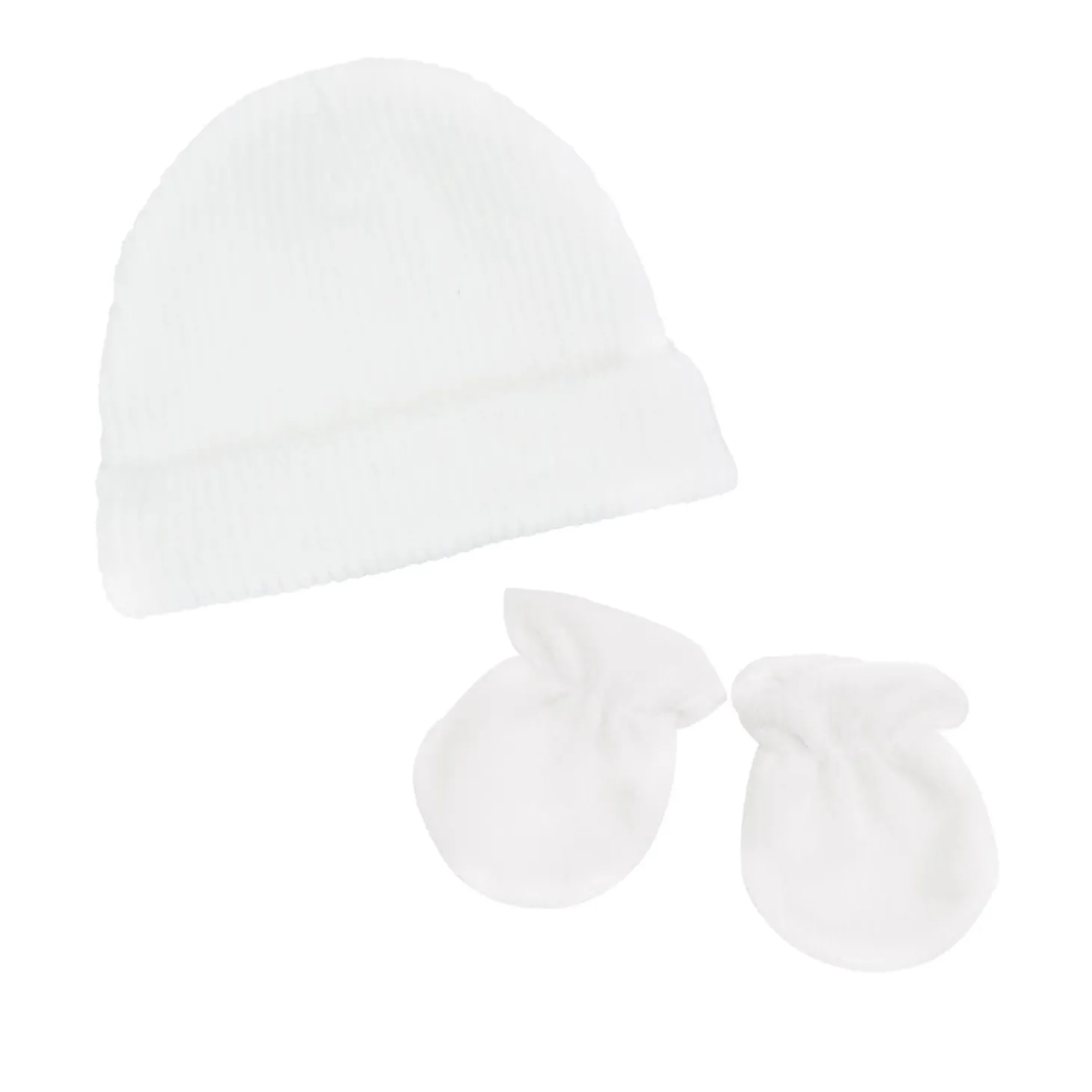 Trois Kilos Sept Ensemble bonnet et moufles Blanc Naissance